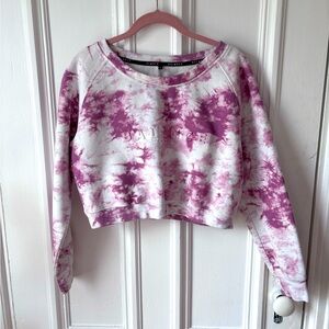 Balance Athletica Women’s Essence Crew Cropped Sweatshirt Tie Dye Pink Medium